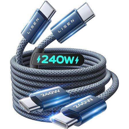 lisen usb-c schnellladekabel 2er pack 240w für 6,49 euro statt 11 euro