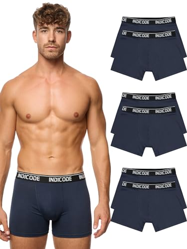 indicode boxershorts herren 6er pack unterwäsche navy größe m