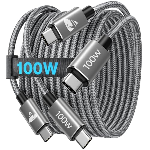 usb c kabel 100w pd schnellladung 2m 2 stück nylon für iphone 16 pro max, samsung s24, macbook pro, ipad pro