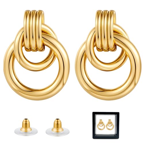 ohrringe gold tropfen hängend, goldene hoop earrings für frauen, clean girl aesthetic