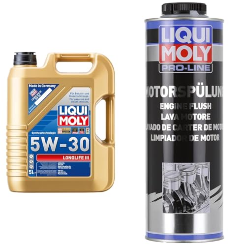 liqui moly motoröl longlife iii 5w-30 5 l & motorspülung 1 l öladditiv