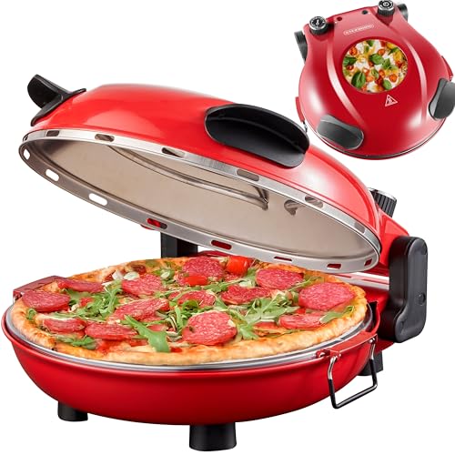 elektrischer pizzaofen mit 32 cm pizzastein, 390C, 1200 watt, timer, 5 stufen
