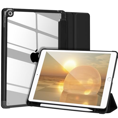 hülle für ipad 9/8/7 gen 10.2 zoll 2017/2018/2019, stoßfest mit stifthalter, schwarz