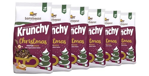 barnhouse krunchy christmas bio knuspermüsli mit lebkuchengewürzen, 6 x 375g