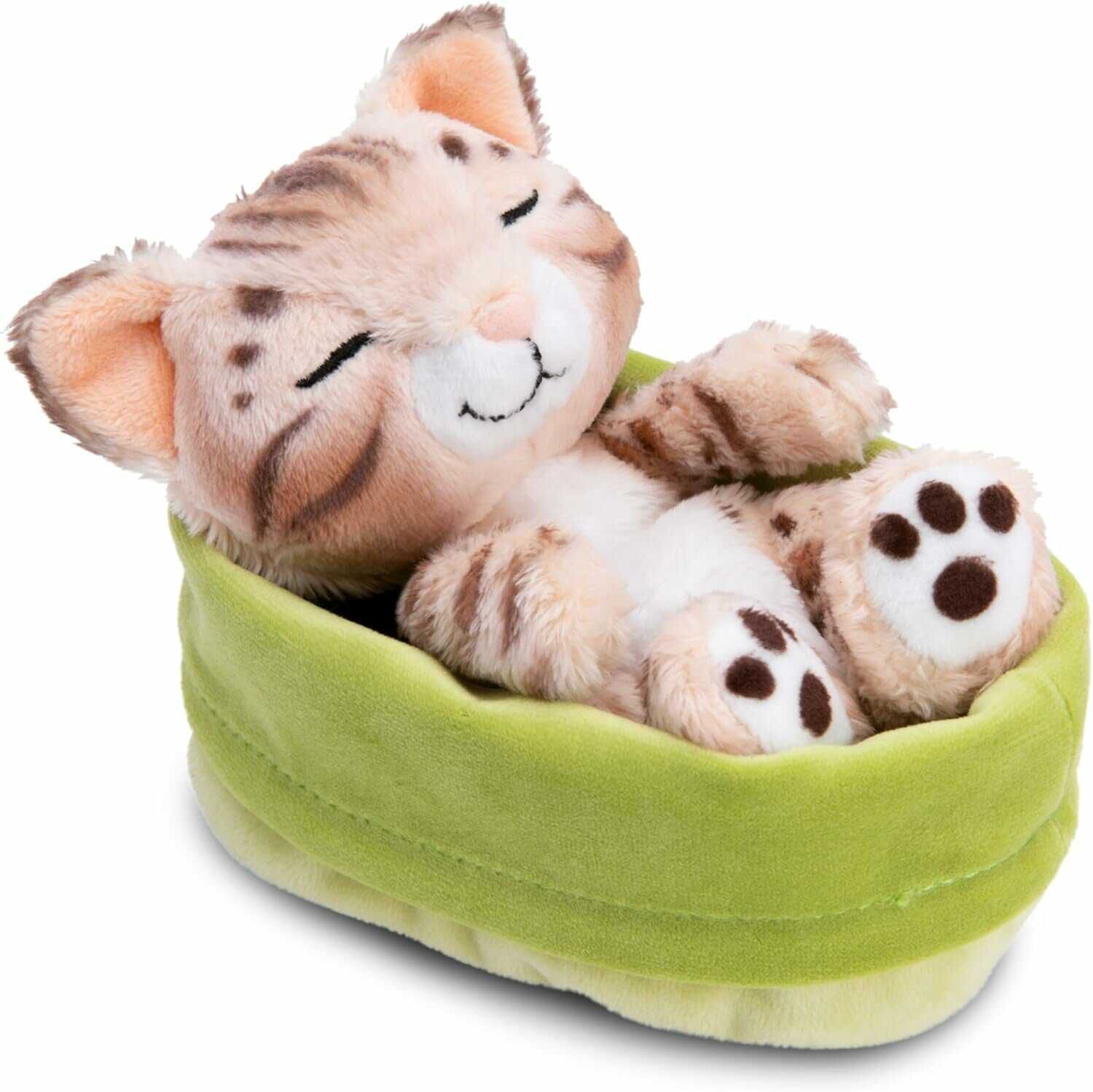 nici katze bengal kuscheltier 12cm schlafend im körbchen