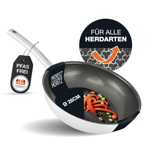 moritz & moritz 28 cm edelstahlpfanne mit keramikbeschichtung, antihaft, rundkante