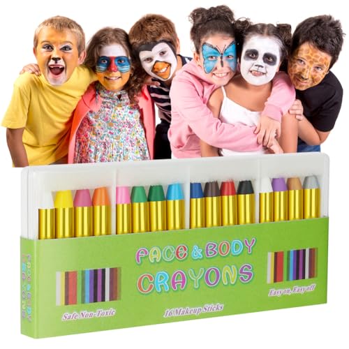 aomig kinderschminke set 16 waschbare gesichtsfarben für halloween und karneval