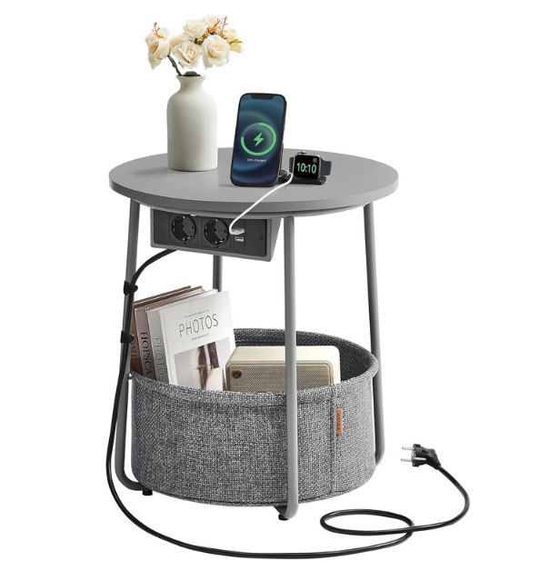 vasagle beistelltisch mit ladefunktion und steckdose für 25,59 euro