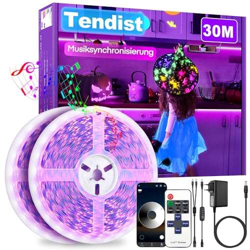 tendist 30 m black light led strip app steuerung, selbstklebend für dekoration, party