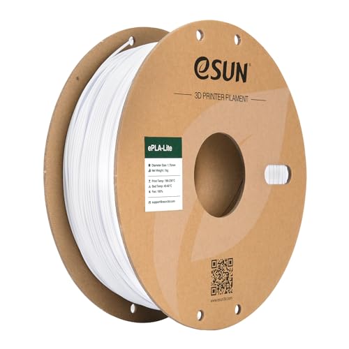 eSUN PLA Filament 1.75mm, 1KG Spule für 3D Drucker, Maßgenauigkeit +/- 0.03mm, weiß