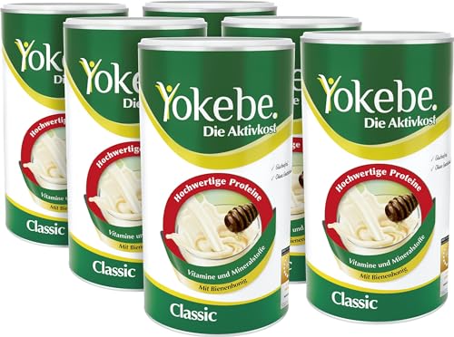 yokebe classic diätshake 6x500 g - glutenfrei, vegetarisch, mahlzeitersatz