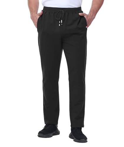 sihohan jogginghose herren baumwolle sporthose lang atmungsaktiv mit gummizug schwarz L