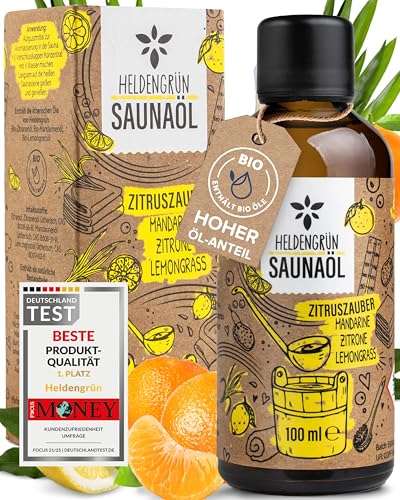 Heldengrün saunaaufguss zitruszauber mit ätherischen ölen - mandarine, zitrone, lemongrass