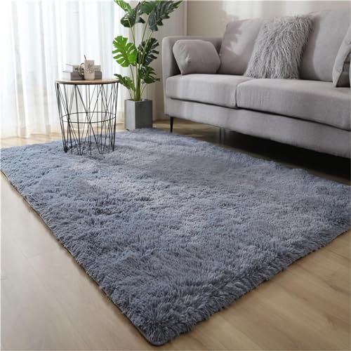yruphome hochflor teppich grau weiß 160x60 cm modern flauschig shaggy läufer