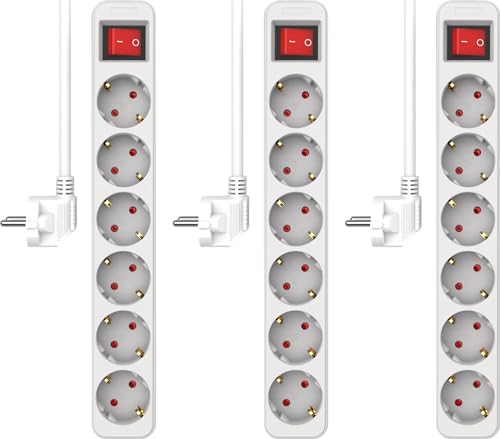 steckdosenleiste 6-fach mit schalter 3-er set elro es106 1,5m kabel kindersicherung weiß