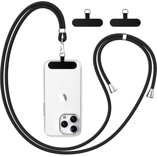 caslord handyband universal, einstellbares lanyard mit 2 patches, schwarz