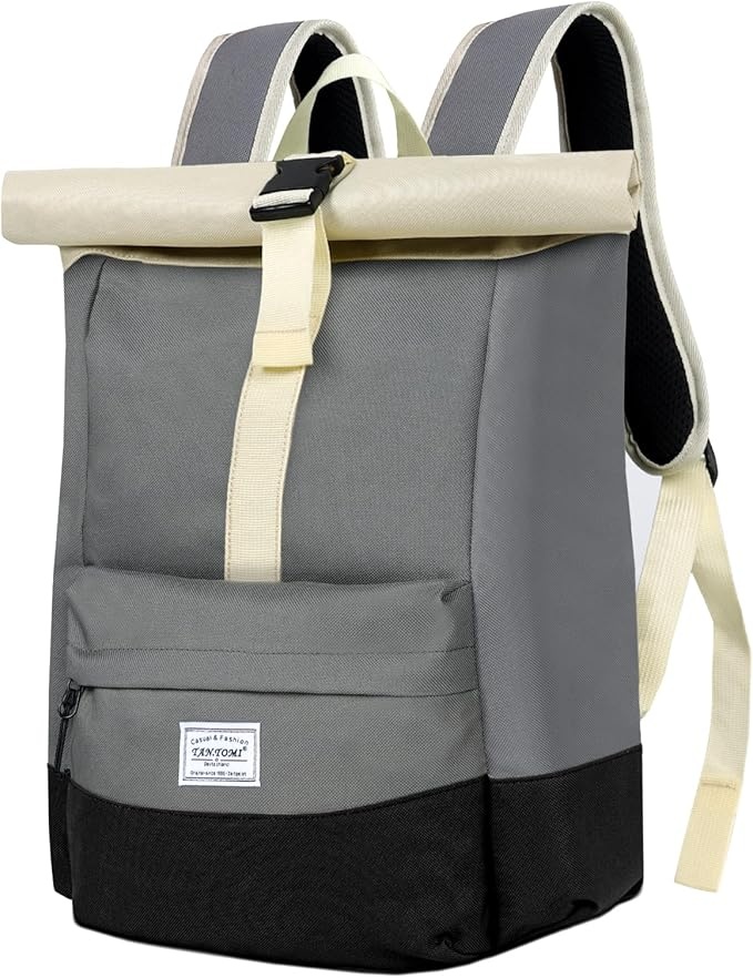 Produktbild: caliyo rolltop rucksack groß für damen, wasserdichter laptop rucksack schultasche