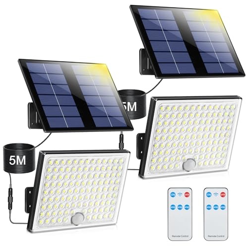 Realky Solarlampen mit Fernbedienung und Bewegungsmelder, IP65, 2 Stück