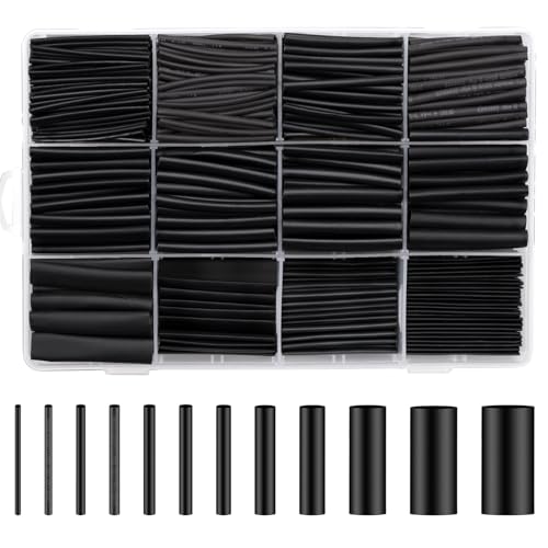 schrumpfschlauch set schwarz wasserdicht 1000 stück heat shrink tube 1-13mm für kabel isolierung