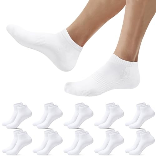 Sneaker Socken Herren Damen 10 Paar Kurz Atmungsaktiv Weiß 43-46