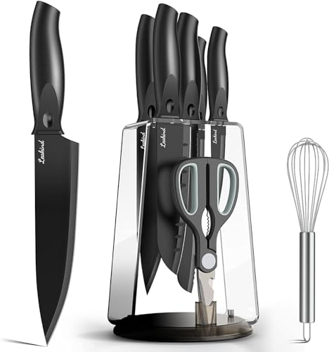 kochmesser set 8-teilig mit messer, schere, messerblock für fleisch und gemüse