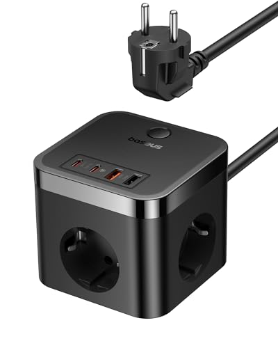 baseus 30w steckdosenwürfel, usb c steckdosenleiste mit schalter, 3-fach, tragbar