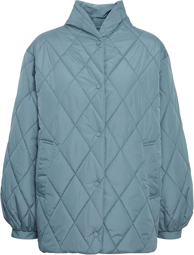 ICHI IHHANSA Damen Steppjacke Übergangsjacke mit Stehkragen Loose Fit