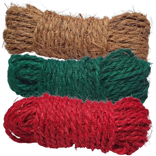 kokosseil bunt deli4you dekoband dekoschnur 3.5 mm 3 x 15m rot grün braun naturfaser