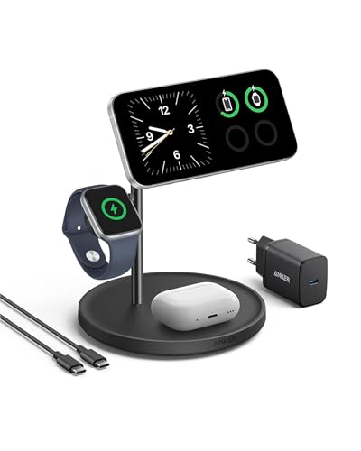 anker maggo 3-in-1 kabellose ladestation für iphone 15/14/13, airpods pro, apple watch