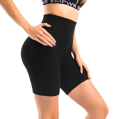 Produktbild: walifrey damen gym shorts high waisted, weiche schwarze sporthose für yoga radlerhose LXL