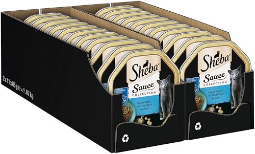 SHEBA Nassfutter Katzen Thunfisch MSC 2 x 11 x 85g Sauce Collection Sauce Lover