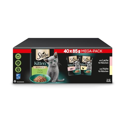 sheba katzen nassfutter kitten mit lachs und huhn in sauce multipack 40x85g