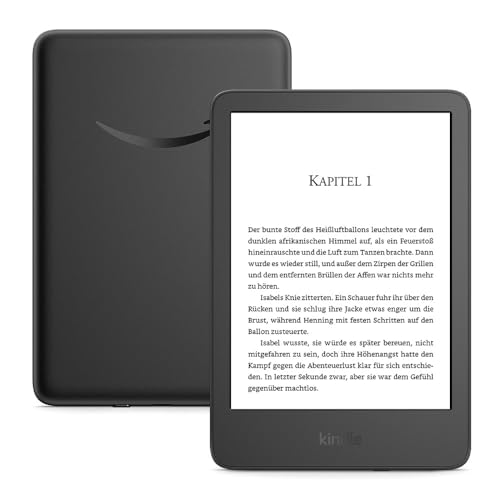 amazon kindle 16 gb, leicht, kompakt, blendfreies display, verstellbares licht, ohne ads, schwarz