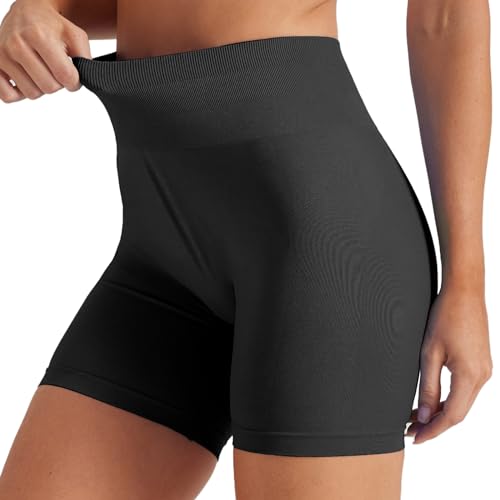 friptspyg sport shorts damen high waist kurz gym yoga pants schwarz L