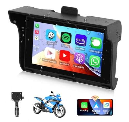 camecho gps für motorräder mit 5 zoll wasserdichtem display, bluetooth, apple carplay, android auto