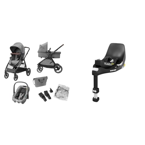 maxi-cosi zelia s trio kinderwagen grau mit familyfix 360 schwarz