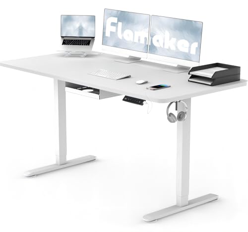 flamaker elektrisch höhenverstellbarer schreibtisch 140 x 60 cm mit memory-steuerung, usb