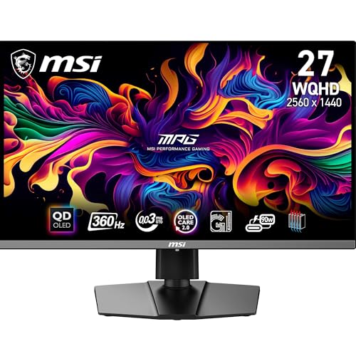 msi mpg 271qrx qd-oled 27" monitor, wqhd, dp 1.4a, hdmi 2.1, usb type-c