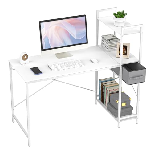 tesstina schreibtisch 124cm reversibel computertisch mit regal und schublade