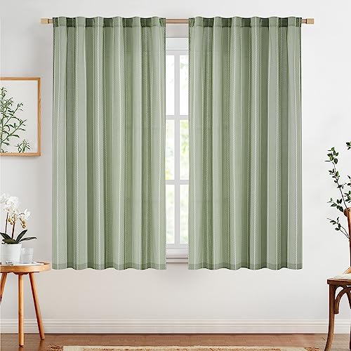 gardinen grün 2er set von TOPICK für wohnzimmer schlafzimmer küche halbtransparent 140x175 cm