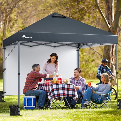 yitahome pop up pavillon 3x3 meter für patio markt strand dunkelgrau