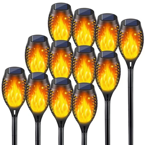 solar lampe outdoor 12 stück wetterfest für balkon garten deko fackeln led