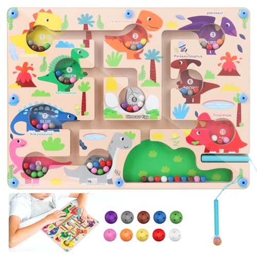 mxtimwan magnetspiel labyrinth spielzeug, holz sortierspiel für 2-5 jahre mädchen jungen