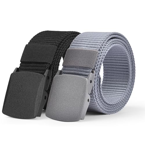 aomig herren gürtel, verstellbarer nylon taktischer gurt, outdoor gürtel ohne löcher, grau schwarz