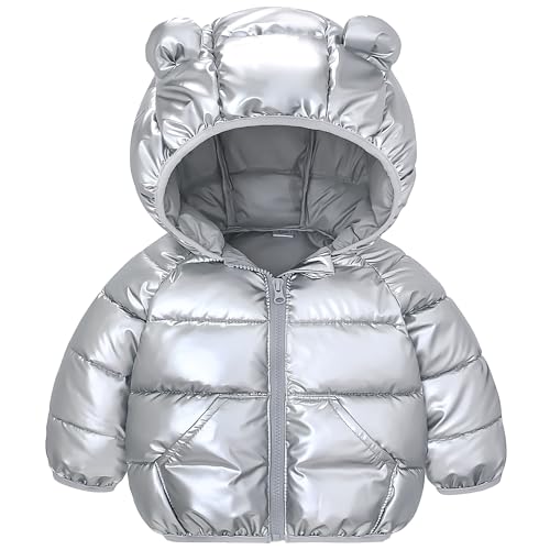 Produktbild: jinbei winterjacke kinder unisex steppjacke mit kapuze silber leicht gr. 104-110