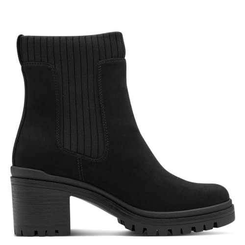 s.Oliver Damen Chelsea Boots Schwarz Vegan Blockabsatz Gr. 38 EU