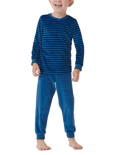 schiesser jungen schlafanzug frottee fleece interlock blau größe 92-140