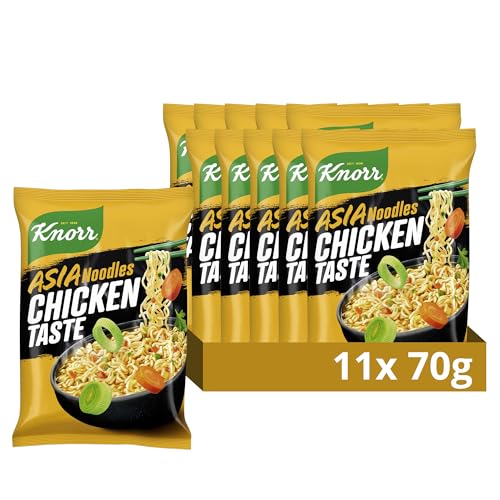 knorr instant noodles huhn geschmack 11 x 70 g, asiatischer snack in 3 minuten