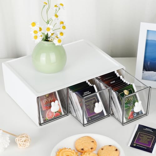 baieuejo tee organizer stapelbar teebox für teebeutel und kaffee weiß