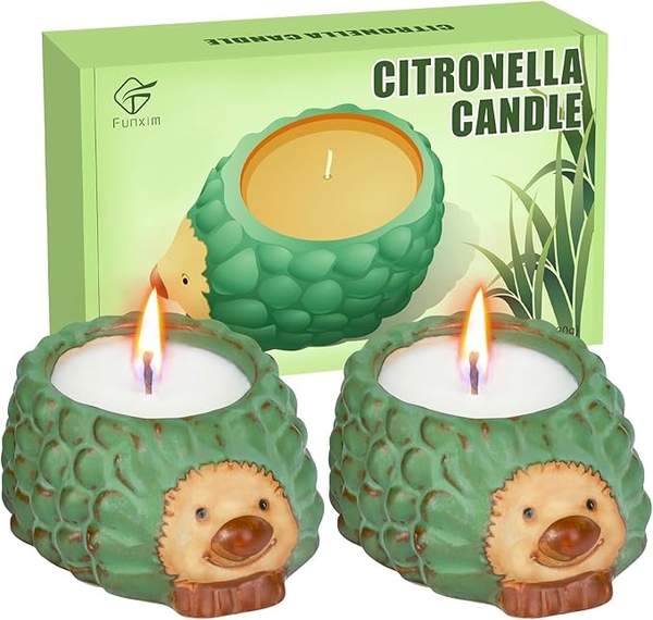 Süße Igel Kerzen mit Zitronengrasduft - 2er Set